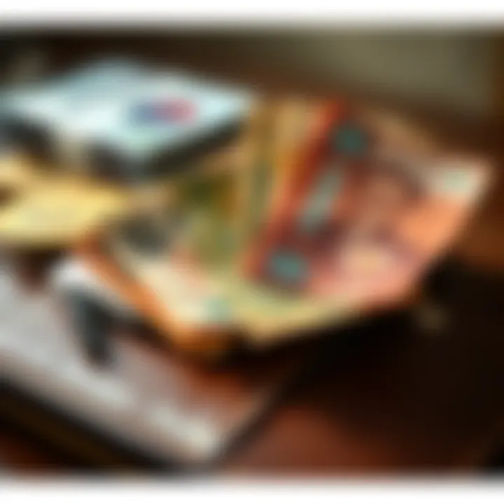 Wallet containing various currencies including Korean won