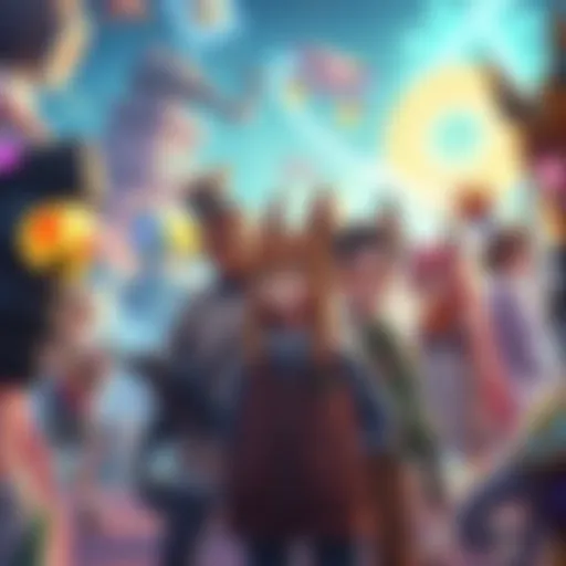 An illustration of Axie Infinity characters in a vibrant gaming environment