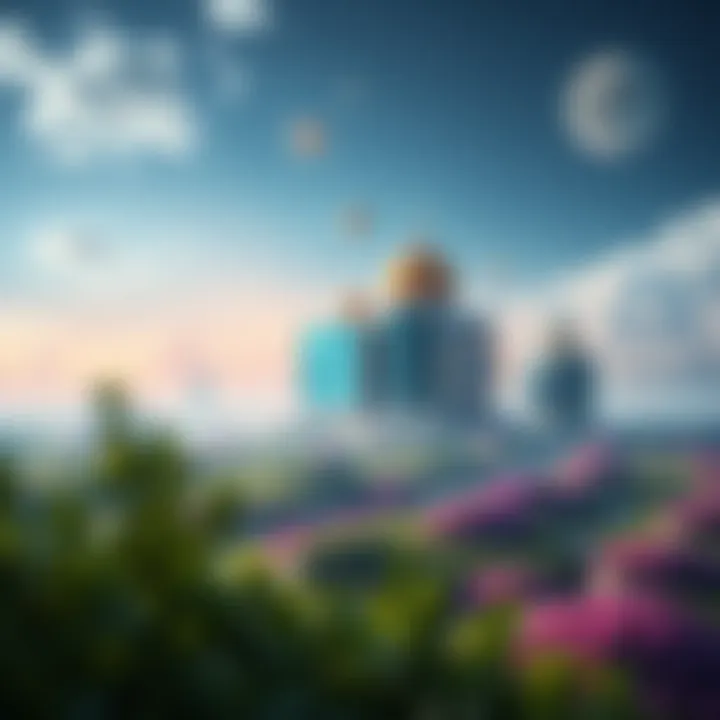 A vibrant digital landscape representing the Axie Infinity gaming world.