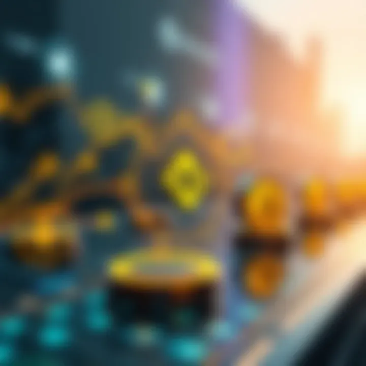 Illustration of Binance API concept with digital icons