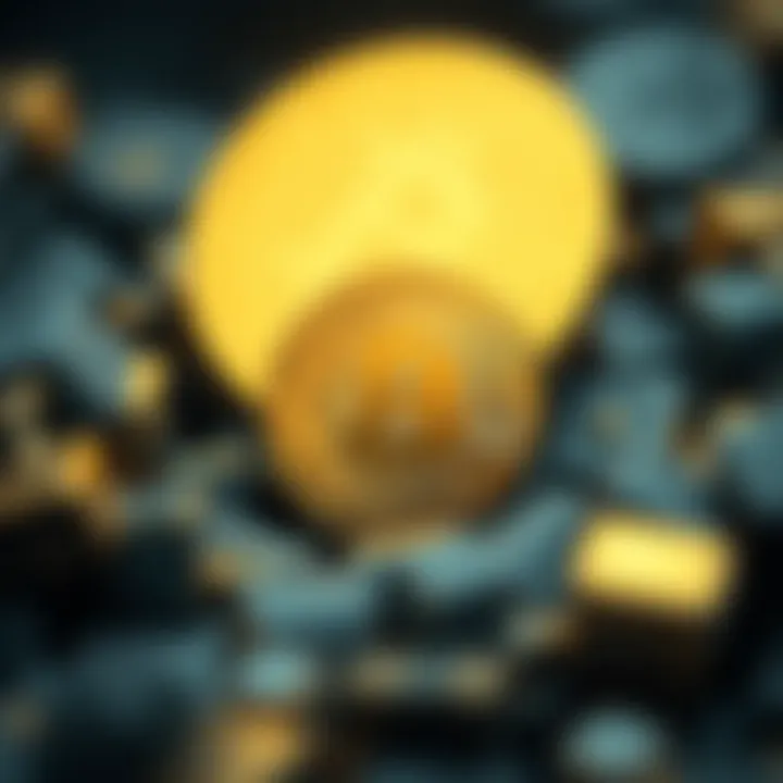 Abstract illustration of blockchain technology and fancy coin