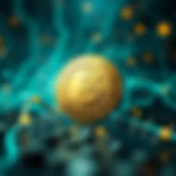 Everscale Coin logo with blockchain background