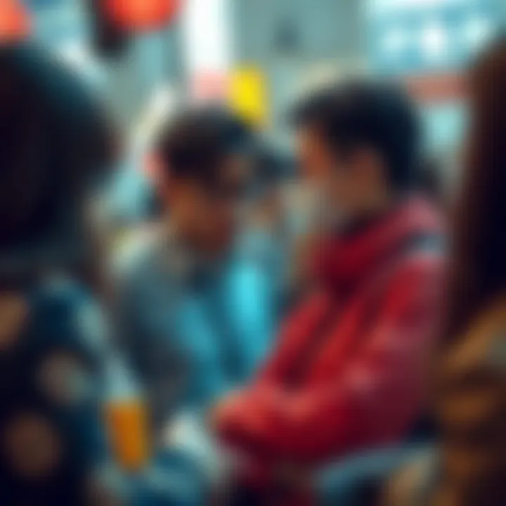 Social Dynamics in NFT Communities Illustration depicting social interactions within an NFT community