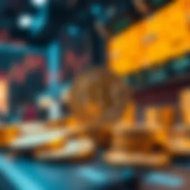 Futuristic concept of cryptocurrency growth and trends