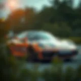 A digital representation of a Porsche NFT with blockchain motifs