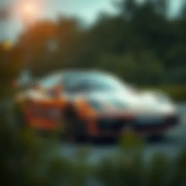 A digital representation of a Porsche NFT with blockchain motifs