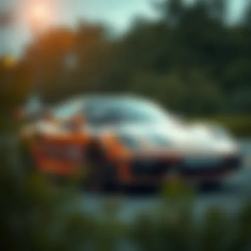 A digital representation of a Porsche NFT with blockchain motifs