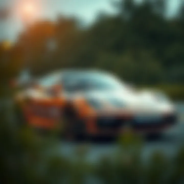 A digital representation of a Porsche NFT with blockchain motifs