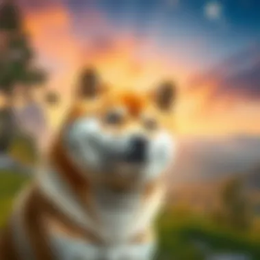 A futuristic landscape depicting the potential future of Shiba Inu