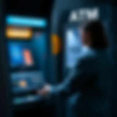 User interacting with a Bitcoin ATM